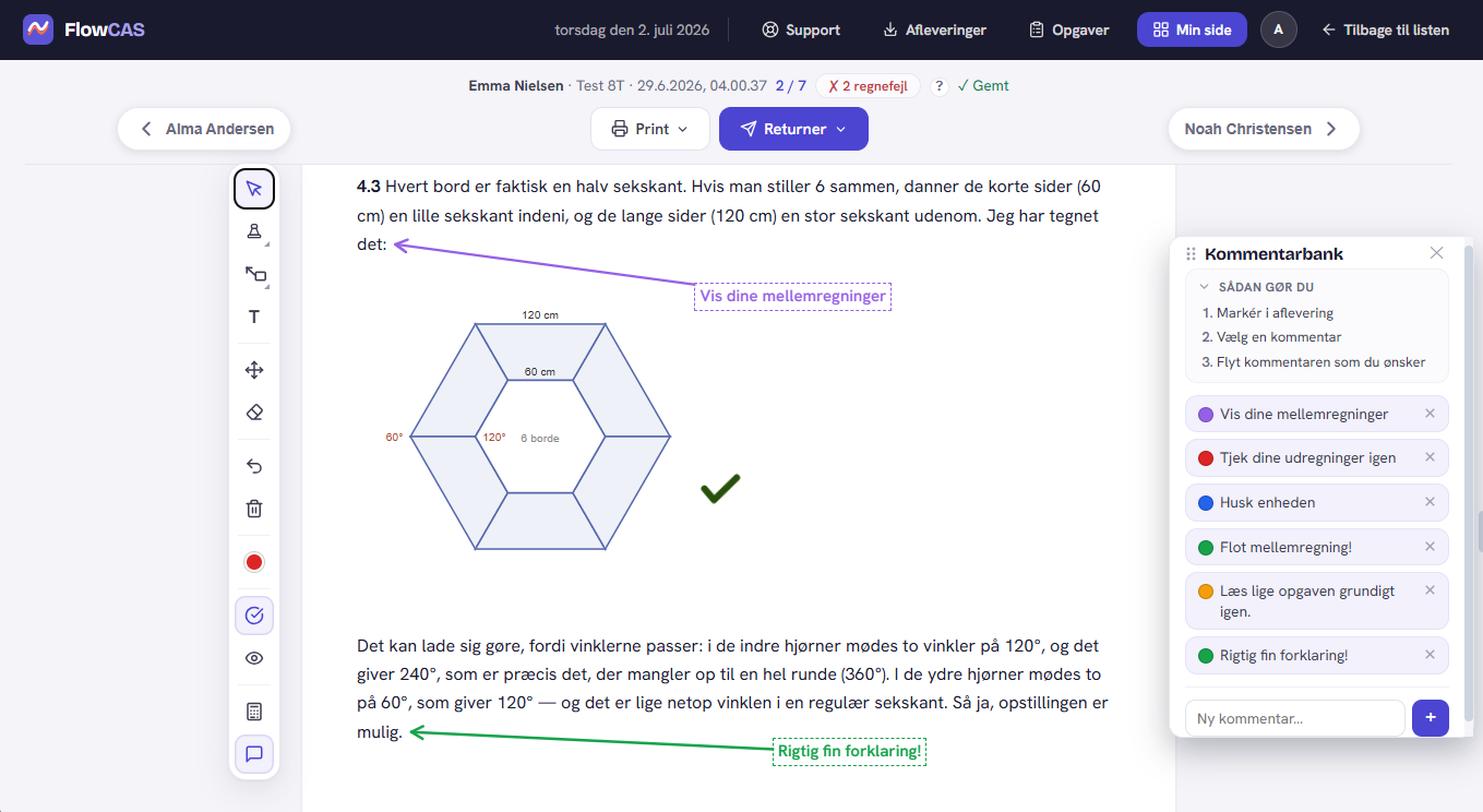 Rettearbejde og feedback i FlowCAS